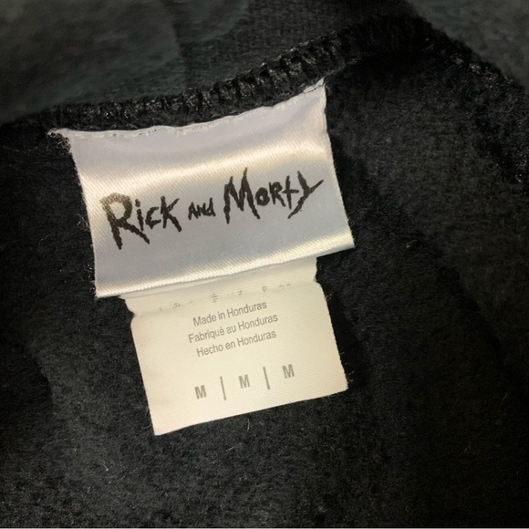 Rick And Morty Hoodie Black Graphic Cartoon Pullover Medium - Picture 3 of 3